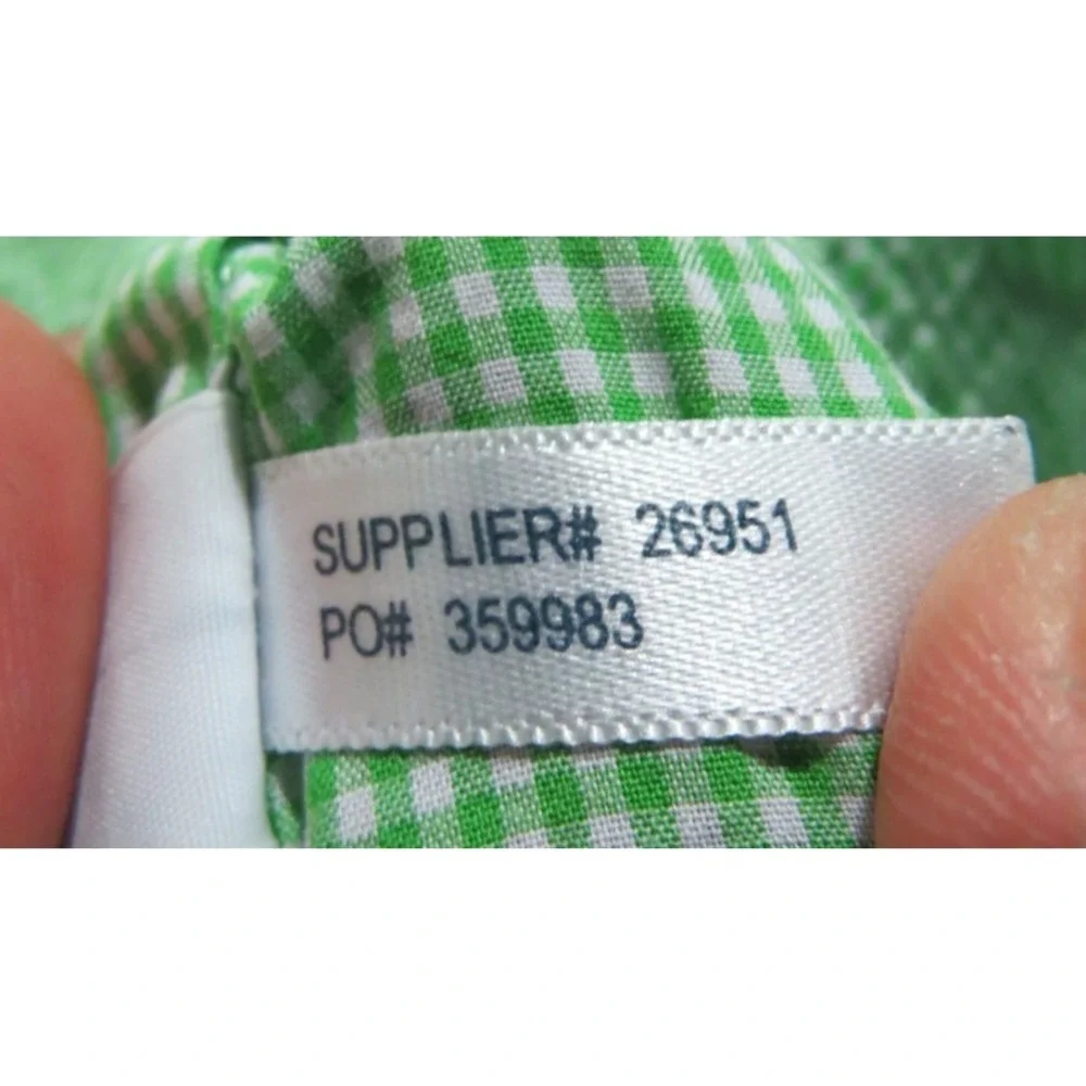 Polo Ralph Lauren Shirt Men L Green White Gingham Check Custom Fit Orange Pony